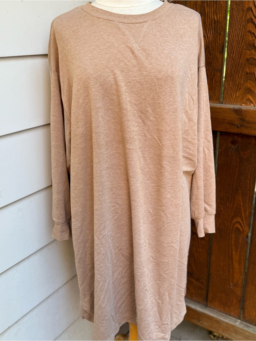 Old Navy 2X Tan Long Sleeve Sweatshirt Dress Lounge Lightweight Sweater Dress